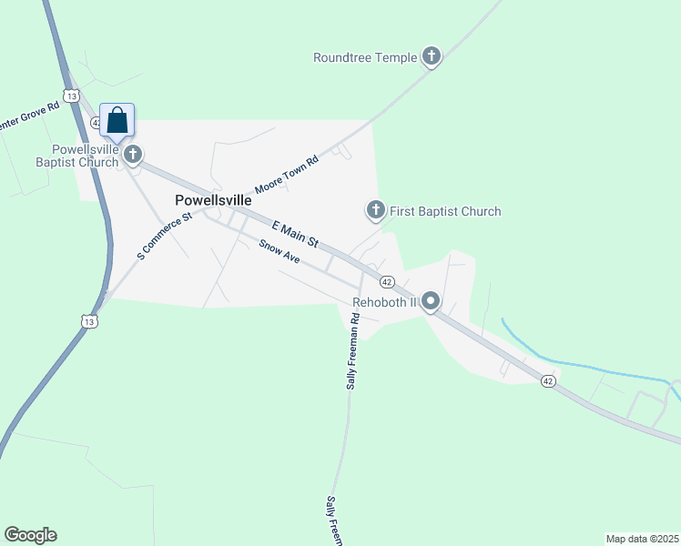 map of restaurants, bars, coffee shops, grocery stores, and more near 417 Snow Avenue in Ahoskie