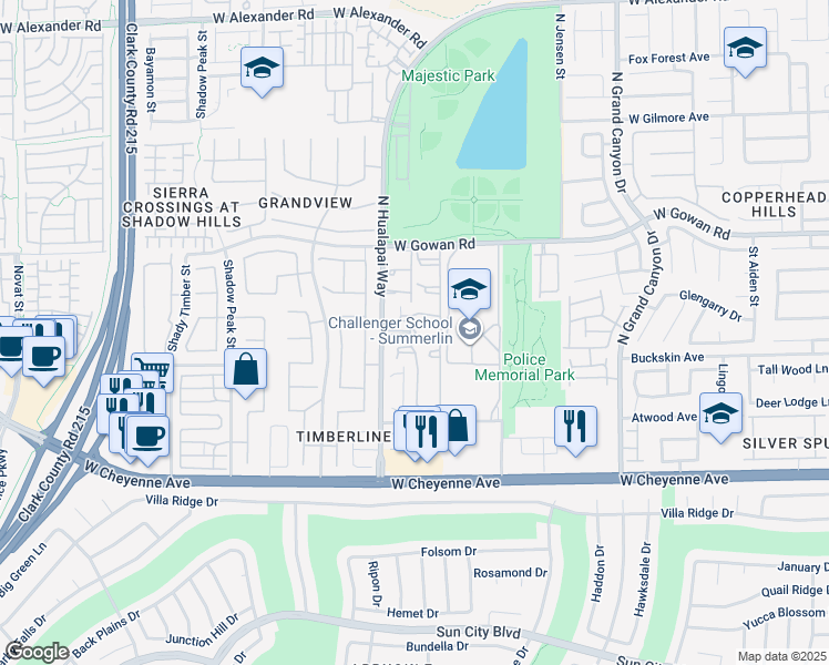 map of restaurants, bars, coffee shops, grocery stores, and more near 3450 North Hualapai Way in Las Vegas