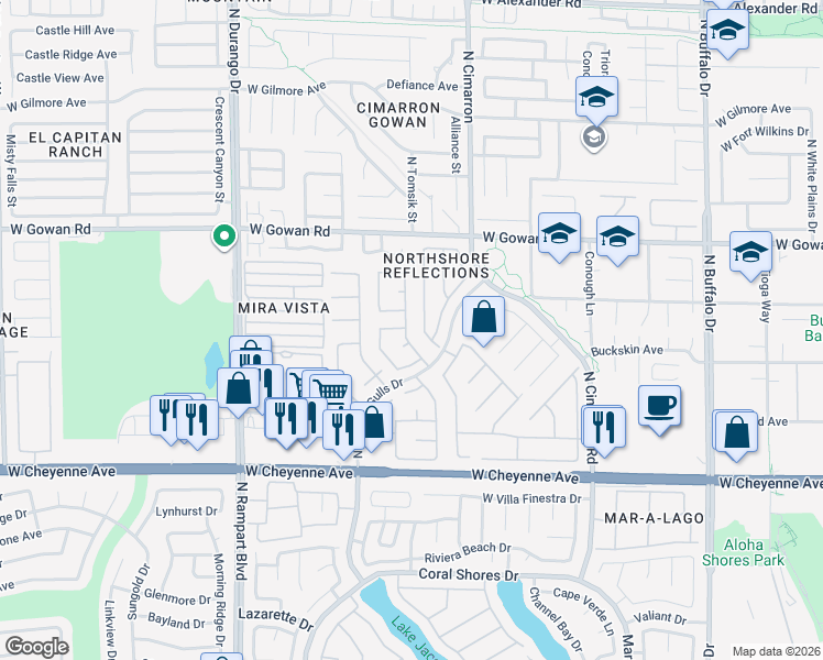map of restaurants, bars, coffee shops, grocery stores, and more near 3500 Lockport Street in Las Vegas