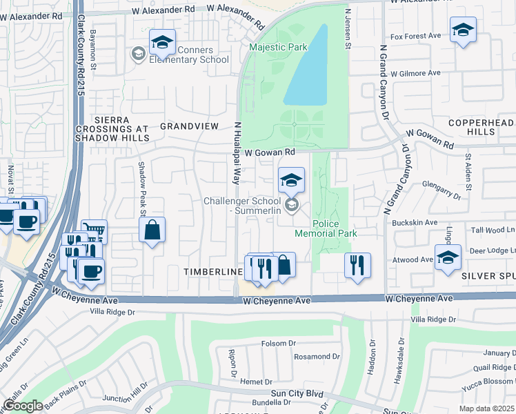 map of restaurants, bars, coffee shops, grocery stores, and more near 3450 North Hualapai Way in Las Vegas