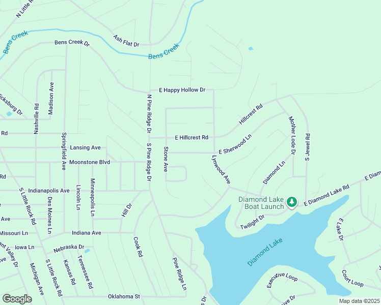 map of restaurants, bars, coffee shops, grocery stores, and more near 1801 East Hillcrest Road in Horseshoe Bend