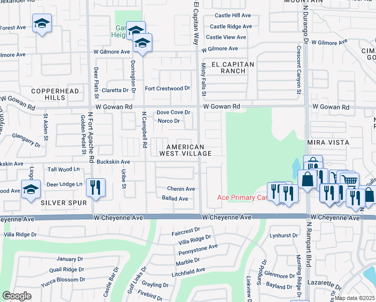 map of restaurants, bars, coffee shops, grocery stores, and more near 8820 Cornwall Glen Avenue in Las Vegas