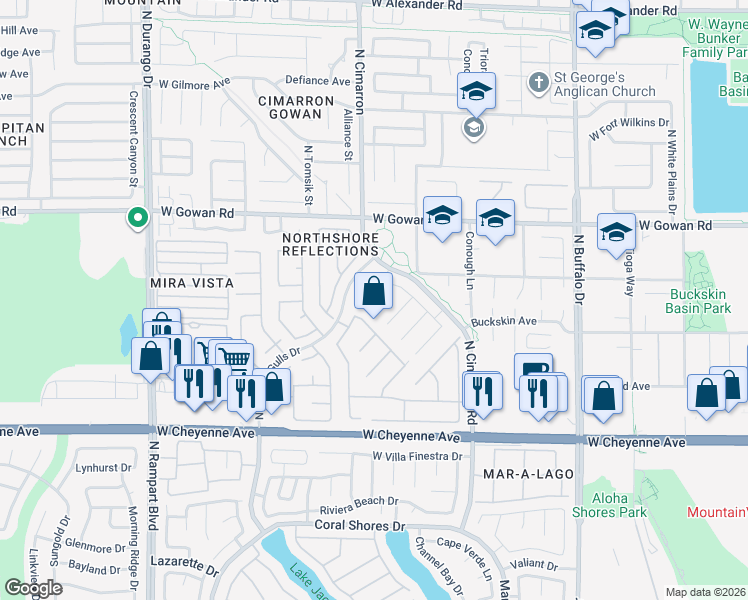 map of restaurants, bars, coffee shops, grocery stores, and more near 7912 Seabourn Court in Las Vegas