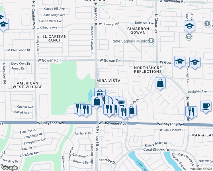 map of restaurants, bars, coffee shops, grocery stores, and more near 8465 Blue Island Avenue in Las Vegas
