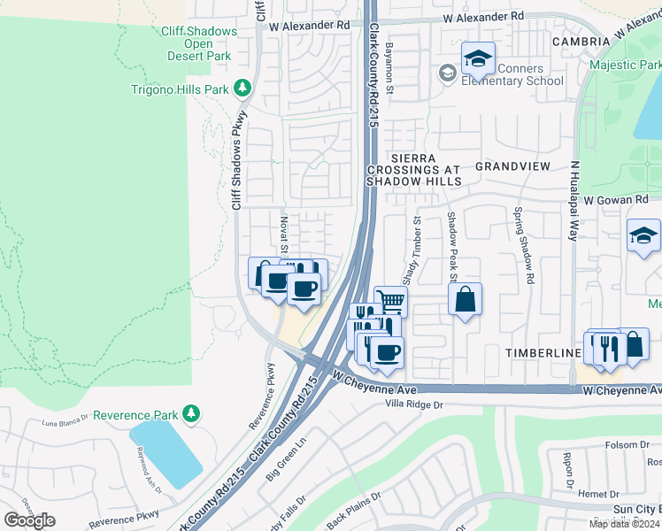 map of restaurants, bars, coffee shops, grocery stores, and more near 10508 Cold Mountain Avenue in Las Vegas
