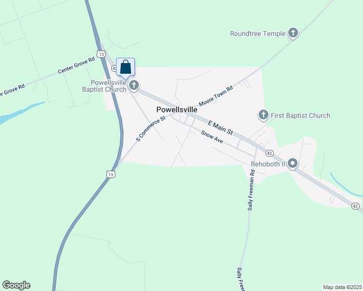 map of restaurants, bars, coffee shops, grocery stores, and more near 204 Wynns Street in Ahoskie