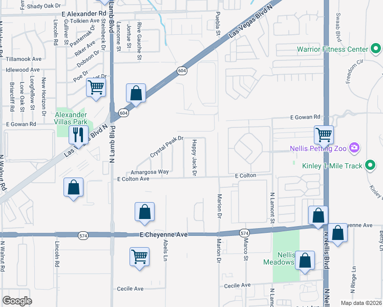 map of restaurants, bars, coffee shops, grocery stores, and more near 3473 Happy Jack Drive in Las Vegas