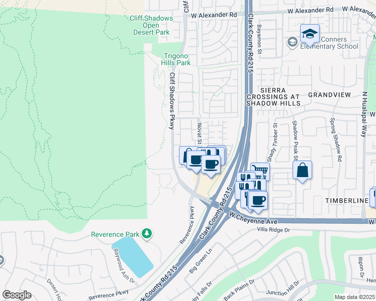 map of restaurants, bars, coffee shops, grocery stores, and more near 10640 Calico Mountain Avenue in Las Vegas