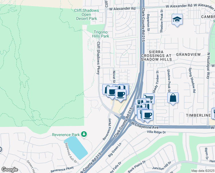 map of restaurants, bars, coffee shops, grocery stores, and more near 10640 Calico Mountain Avenue in Las Vegas