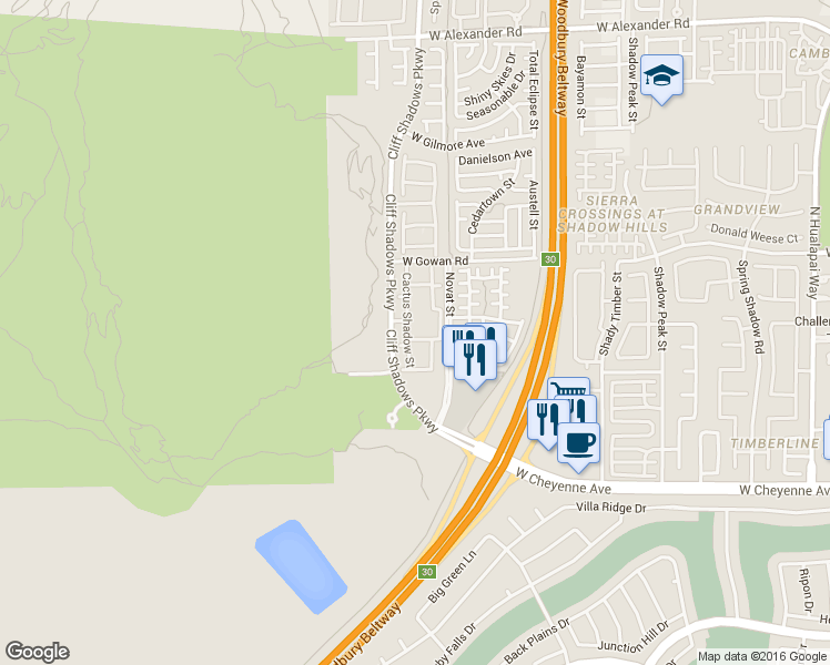 map of restaurants, bars, coffee shops, grocery stores, and more near 3401 Cactus Mountain Street in Las Vegas