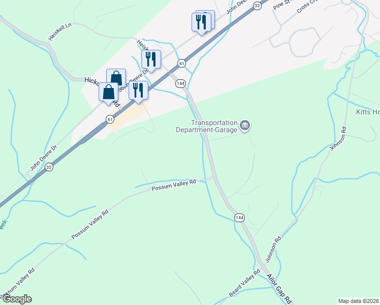 map of restaurants, bars, coffee shops, grocery stores, and more near 180 Ailor Gap Road in Maynardville