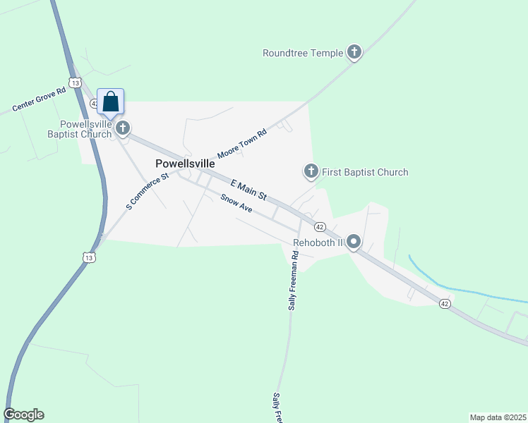 map of restaurants, bars, coffee shops, grocery stores, and more near 405 Snow Avenue in Ahoskie