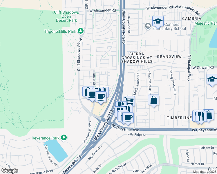 map of restaurants, bars, coffee shops, grocery stores, and more near 10517 Blanca Peak Avenue in Las Vegas