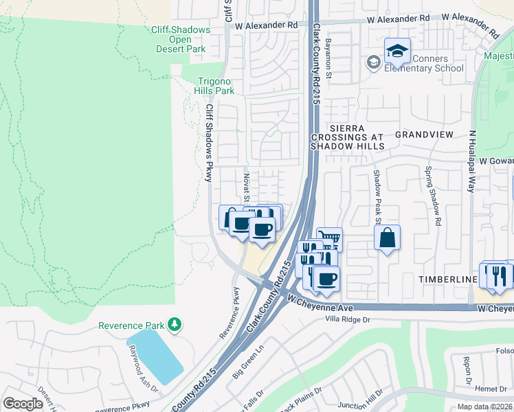 map of restaurants, bars, coffee shops, grocery stores, and more near 10624 Chestnut Timber Court in Las Vegas