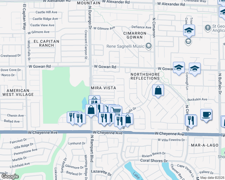 map of restaurants, bars, coffee shops, grocery stores, and more near 8405 Blue Island Avenue in Las Vegas