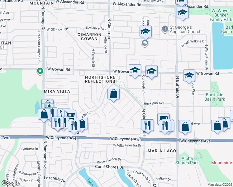 map of restaurants, bars, coffee shops, grocery stores, and more near 7912 Seabourn Court in Las Vegas
