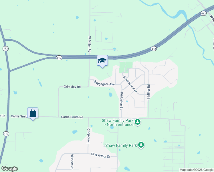 map of restaurants, bars, coffee shops, grocery stores, and more near 7715 Bridgegate Avenue in Springdale