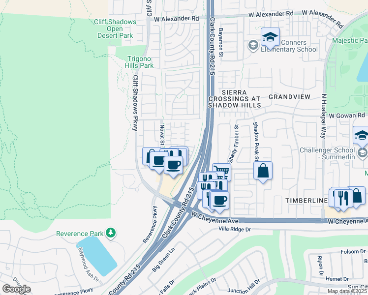 map of restaurants, bars, coffee shops, grocery stores, and more near 10525 Blanca Peak Avenue in Las Vegas