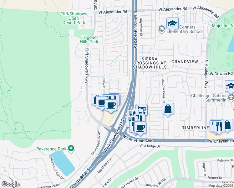 map of restaurants, bars, coffee shops, grocery stores, and more near 10529 Blanca Peak Avenue in Las Vegas