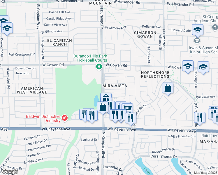 map of restaurants, bars, coffee shops, grocery stores, and more near 8465 Blue Island Avenue in Las Vegas