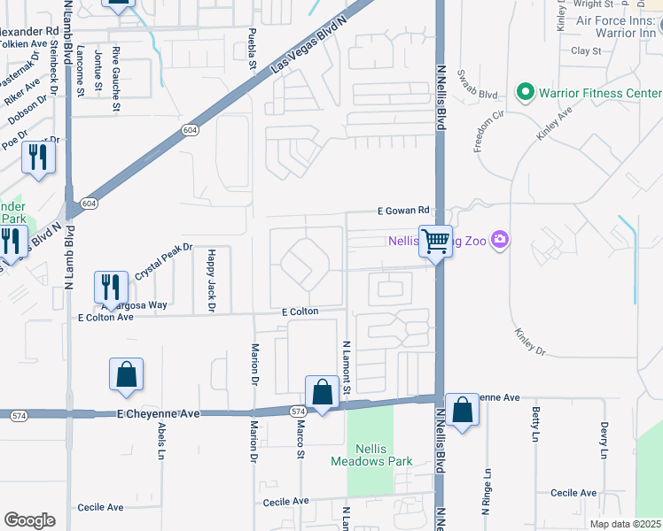 map of restaurants, bars, coffee shops, grocery stores, and more near 3400 Dromedary Way in Las Vegas