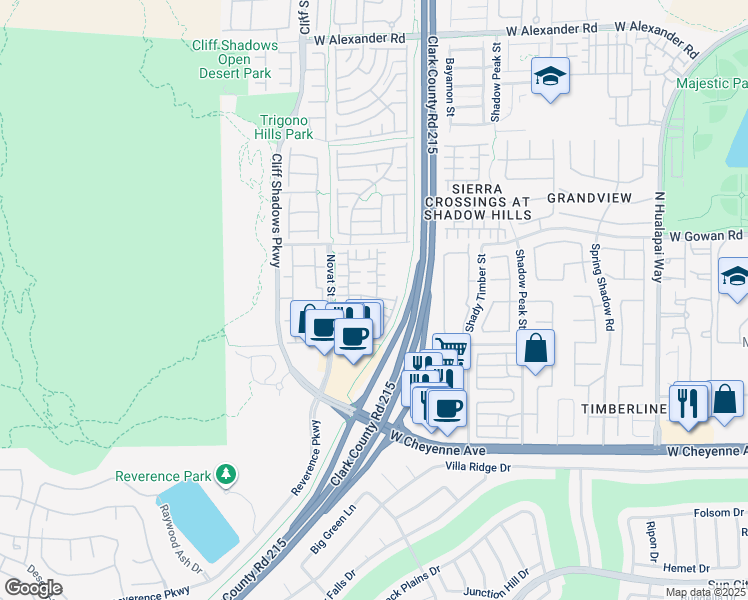 map of restaurants, bars, coffee shops, grocery stores, and more near 10517 Blanca Peak Avenue in Las Vegas