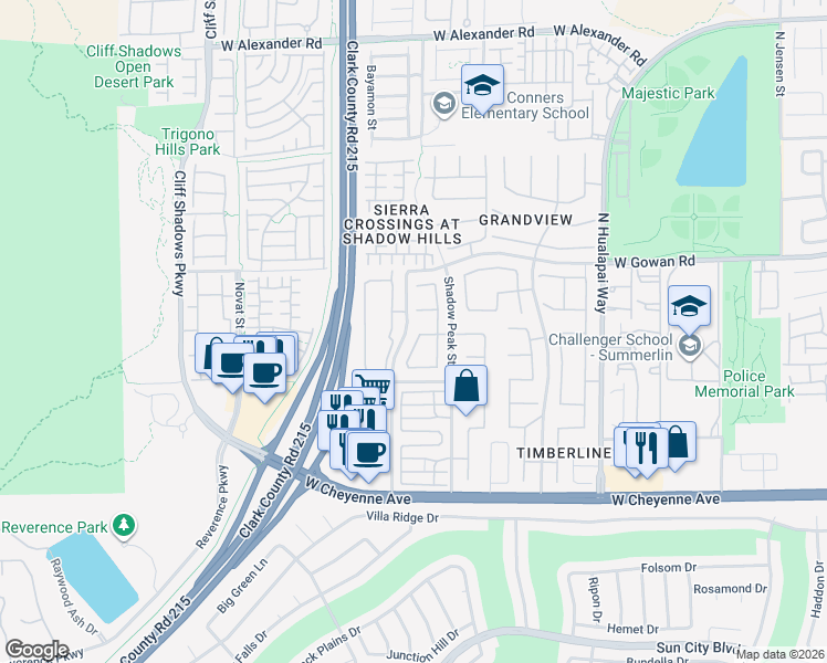map of restaurants, bars, coffee shops, grocery stores, and more near 3445 Sun Rhythm Street in Las Vegas