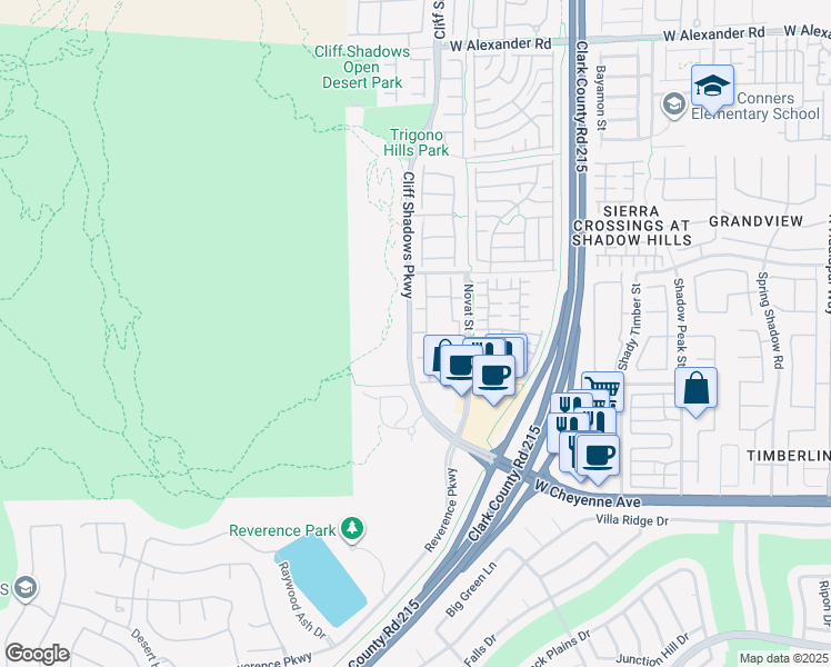 map of restaurants, bars, coffee shops, grocery stores, and more near 3400 Fire Cliffs Avenue in Las Vegas