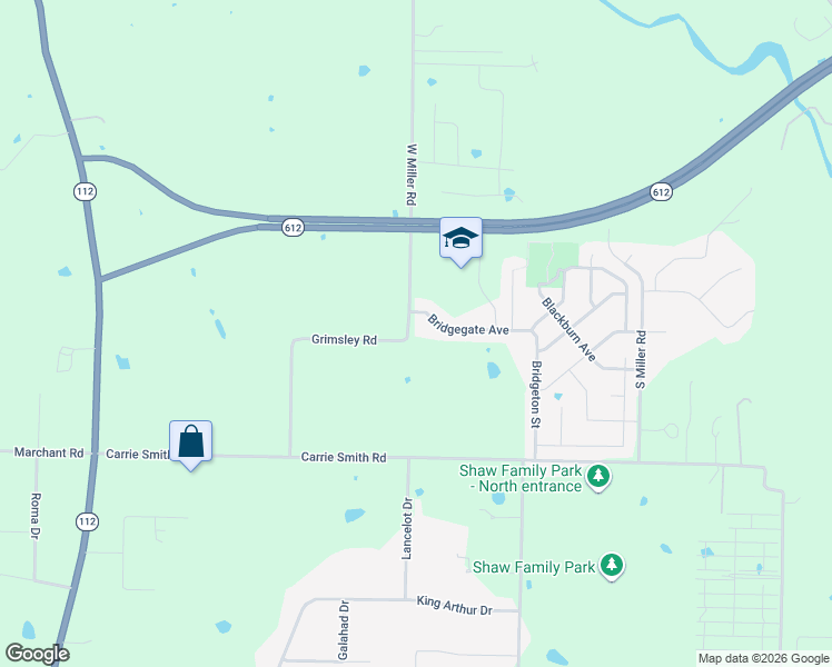 map of restaurants, bars, coffee shops, grocery stores, and more near 4205 Grimsley Road in Springdale