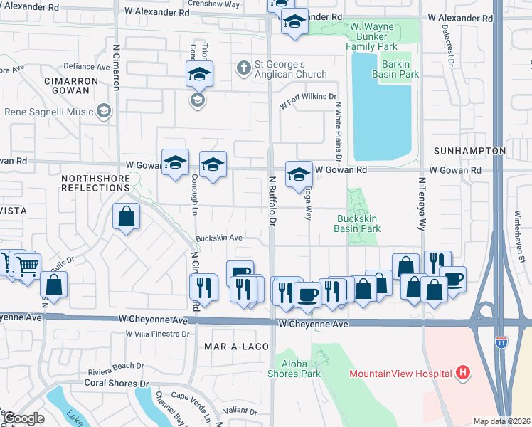 map of restaurants, bars, coffee shops, grocery stores, and more near 3472 Unique Way in Las Vegas