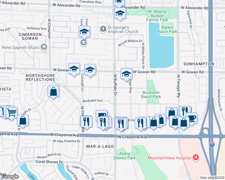 map of restaurants, bars, coffee shops, grocery stores, and more near 3472 Unique Way in Las Vegas