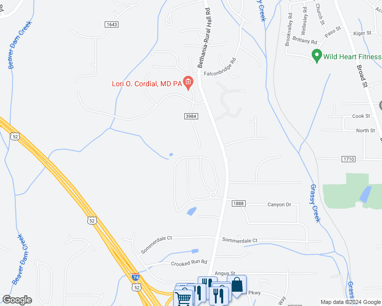 map of restaurants, bars, coffee shops, grocery stores, and more near 891 Bitting Hall Circle in Rural Hall