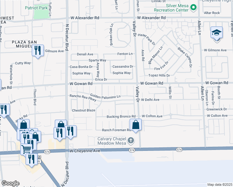 map of restaurants, bars, coffee shops, grocery stores, and more near 3516 North Dusty Chap Court in North Las Vegas