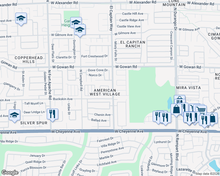 map of restaurants, bars, coffee shops, grocery stores, and more near 3464 Wordsworth Street in Las Vegas