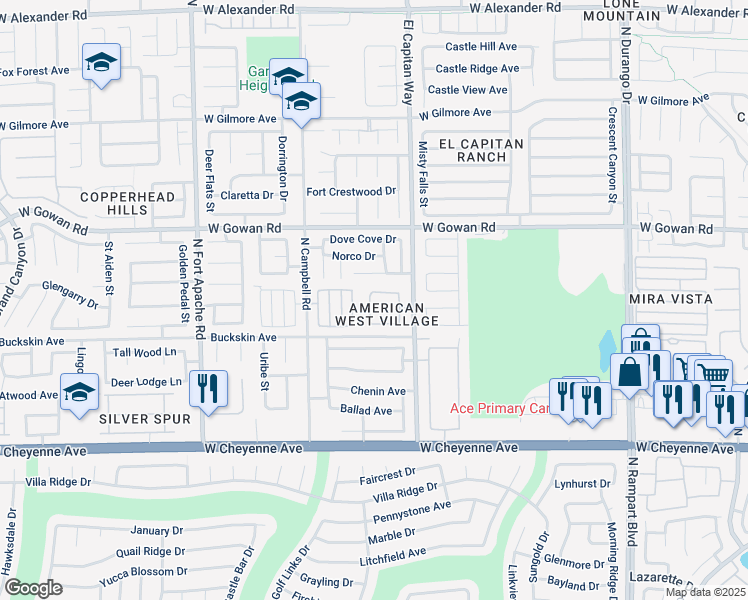 map of restaurants, bars, coffee shops, grocery stores, and more near 8869 Hampton Green Avenue in Las Vegas