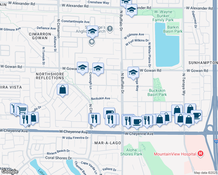 map of restaurants, bars, coffee shops, grocery stores, and more near 7645 West Delhi Avenue in Las Vegas