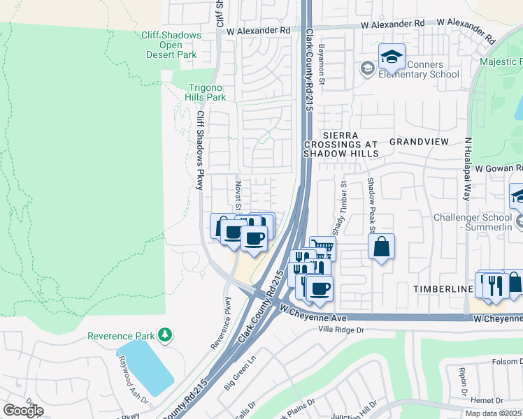 map of restaurants, bars, coffee shops, grocery stores, and more near Blanca Peak Avenue in Las Vegas