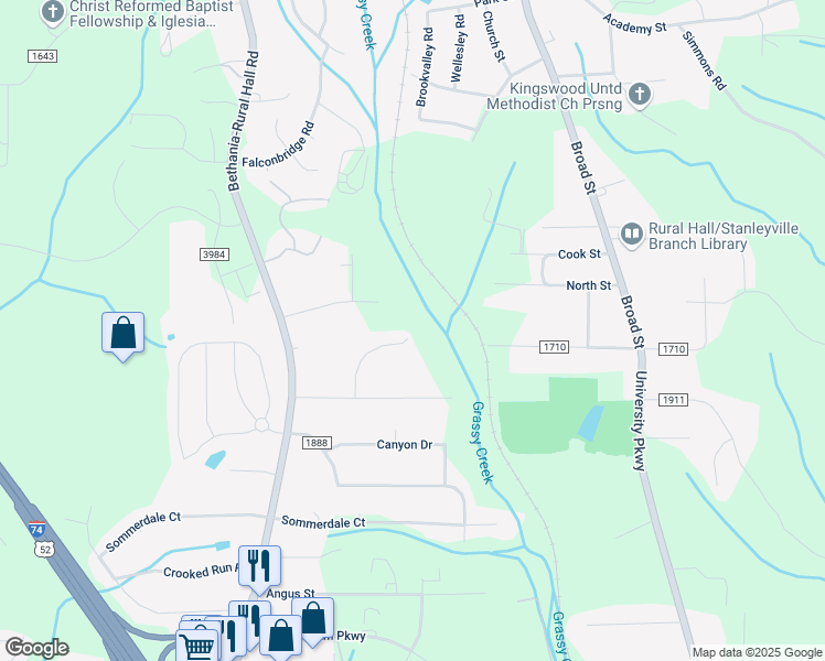map of restaurants, bars, coffee shops, grocery stores, and more near 760 Ashley Drive in Rural Hall