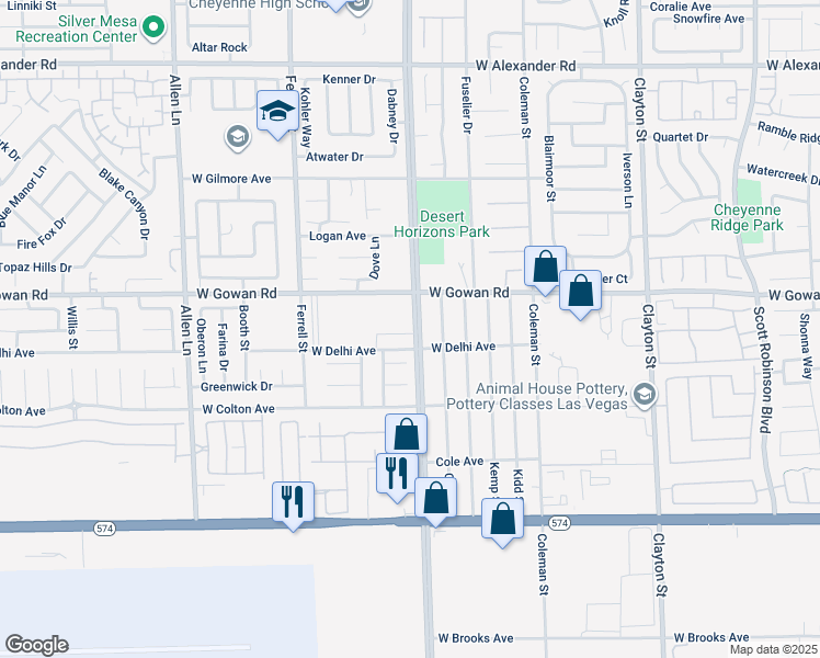 map of restaurants, bars, coffee shops, grocery stores, and more near 2906 Carothers Court in North Las Vegas