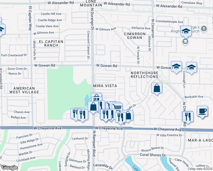 map of restaurants, bars, coffee shops, grocery stores, and more near in Las Vegas