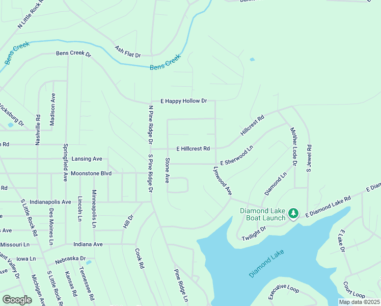 map of restaurants, bars, coffee shops, grocery stores, and more near 1801 East Hillcrest Road in Horseshoe Bend