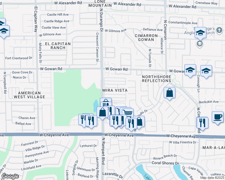 map of restaurants, bars, coffee shops, grocery stores, and more near 8448 Blue Island Avenue in Las Vegas