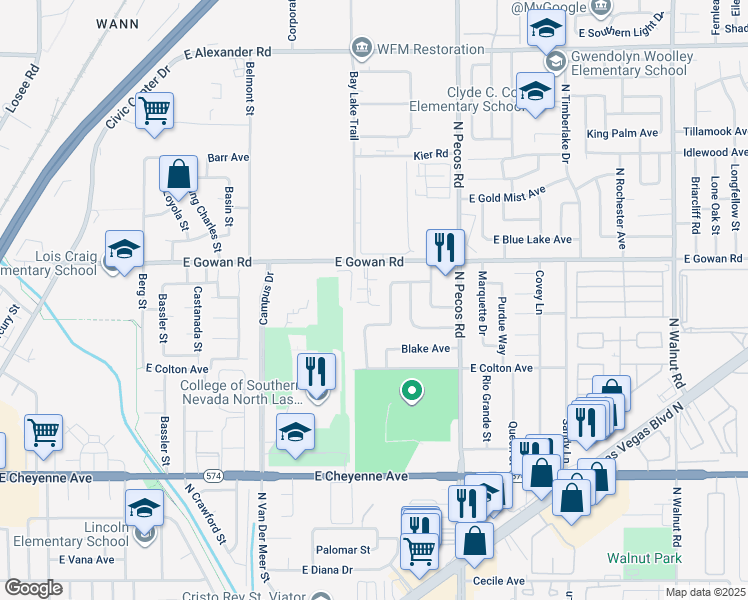 map of restaurants, bars, coffee shops, grocery stores, and more near 3508 Rio Robles Drive in North Las Vegas
