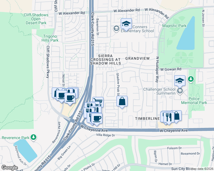 map of restaurants, bars, coffee shops, grocery stores, and more near 3445 Sun Rhythm Street in Las Vegas