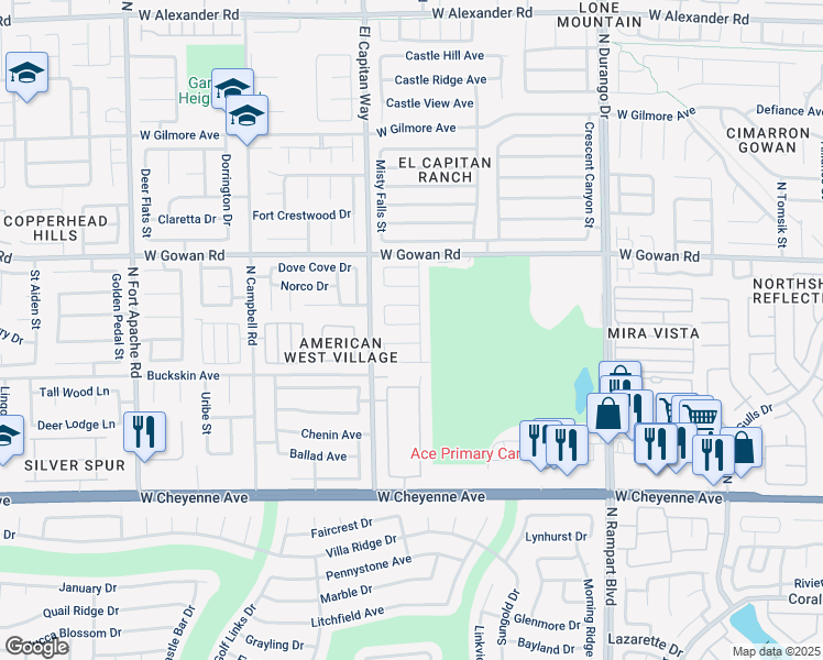map of restaurants, bars, coffee shops, grocery stores, and more near 8705 Blazing Saddle Avenue in Las Vegas