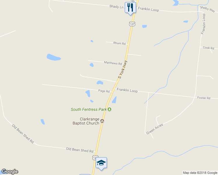 map of restaurants, bars, coffee shops, grocery stores, and more near 6166 South York Highway in Clarkrange