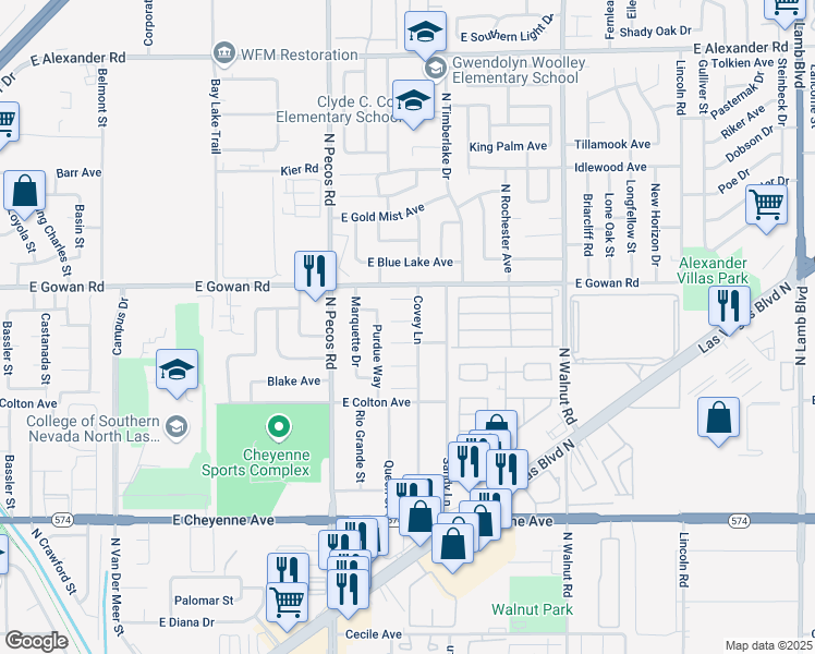 map of restaurants, bars, coffee shops, grocery stores, and more near 3637 Three Bars Court in Las Vegas