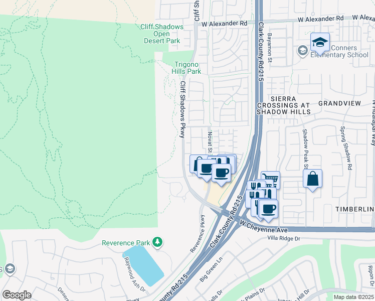 map of restaurants, bars, coffee shops, grocery stores, and more near 3400 Fire Cliffs Avenue in Las Vegas