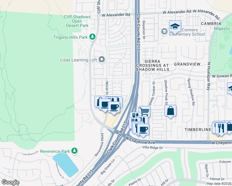 map of restaurants, bars, coffee shops, grocery stores, and more near 10600 Blanca Peak Avenue in Las Vegas