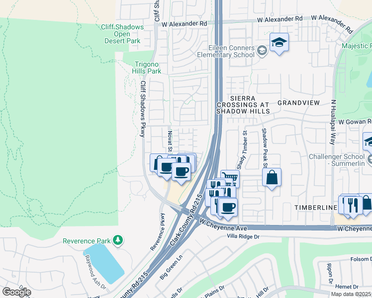 map of restaurants, bars, coffee shops, grocery stores, and more near 10624 Chestnut Timber Court in Las Vegas